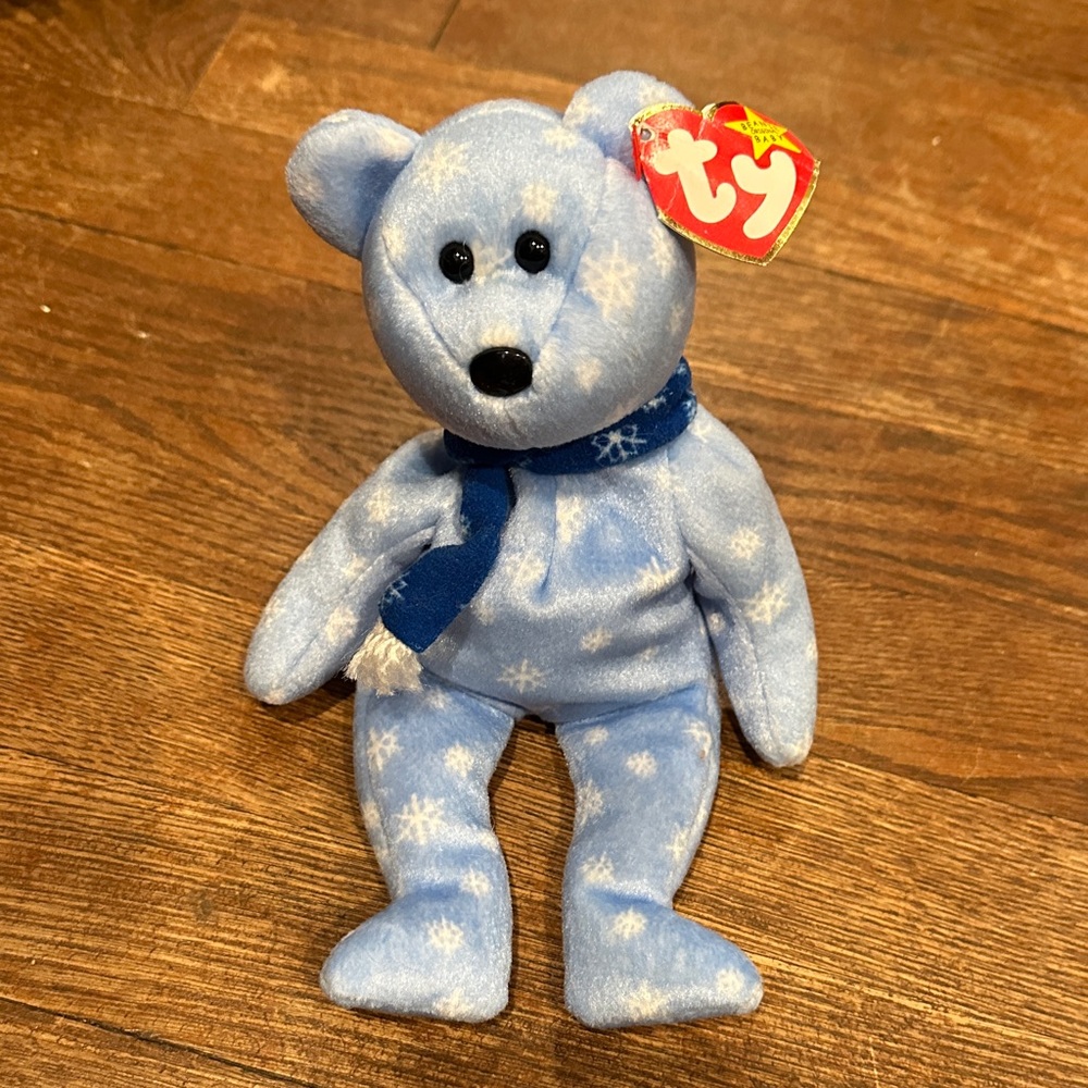 Ty Light Blue Bear with Snowflakes Plush